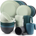Greentainer Unbreakable Plastic Dinnerware Set | 24-Piece Microwave Safe Set