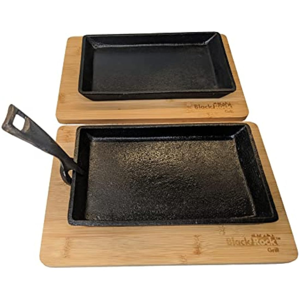 Cast Iron Sizzler Pan Set – Fajita Skillet with Wood Board