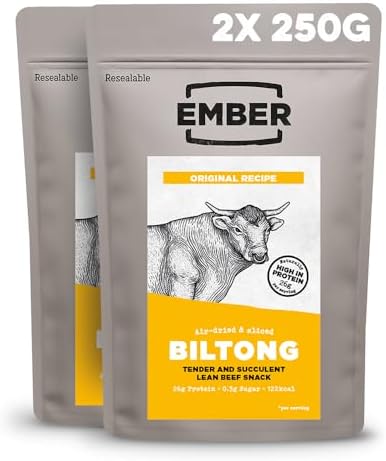 Ember Snacks Original Beef Biltong – High Protein Keto Snack (2 x 250g)