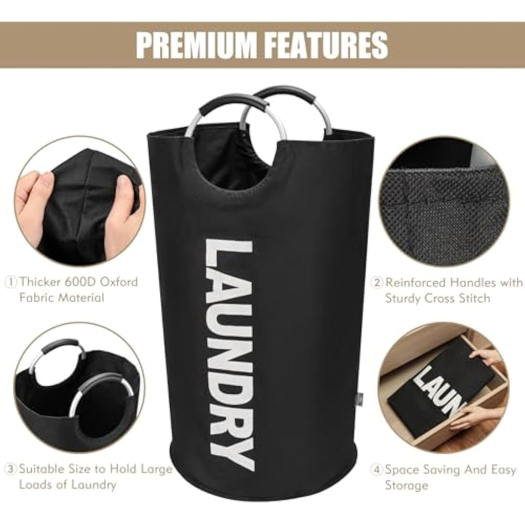 DOKEHOM 90L Large Laundry Basket | Collapsible Waterproof Hamper - Black