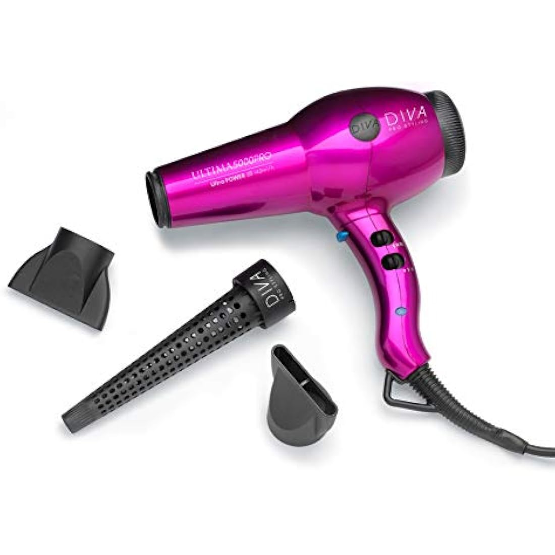 Diva Professional Ultima 5000 Ionic Tourmaline Hairdryer – Pink