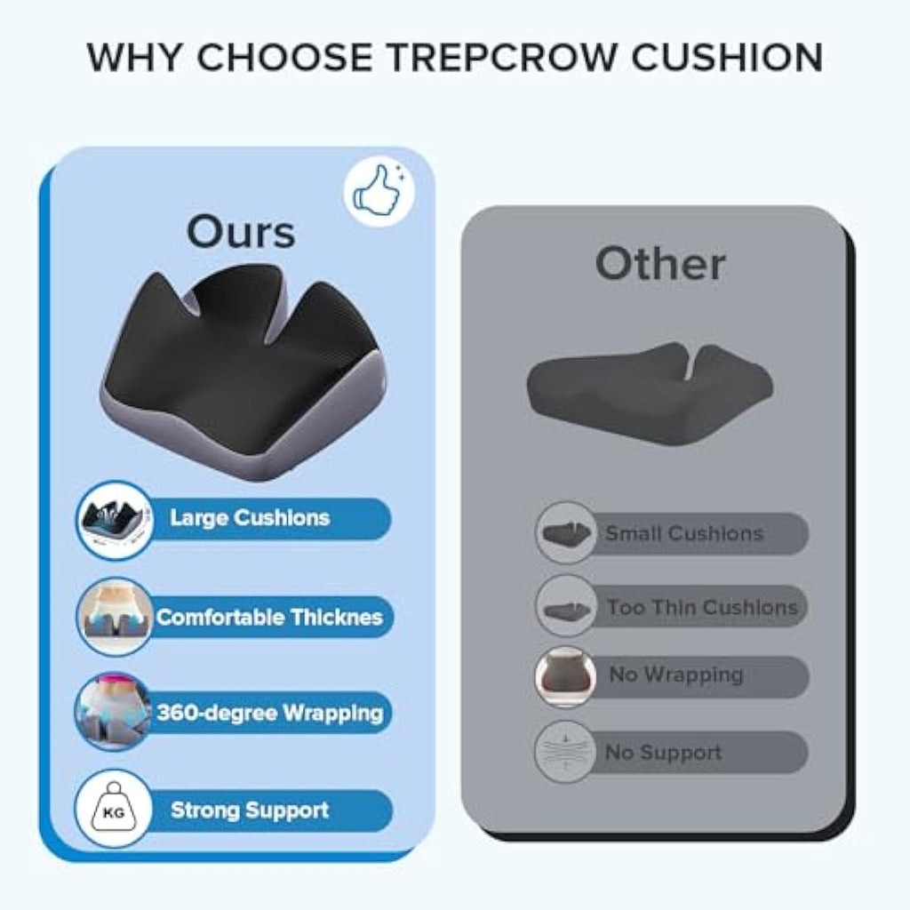 Jolof Store Memory Foam Seat Cushion – Orthopedic Coccyx & Sciatica Relief