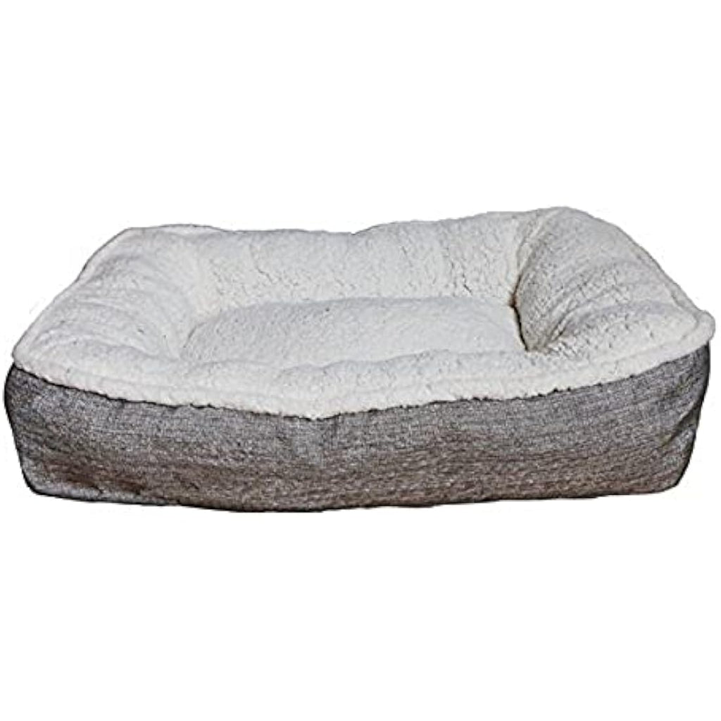 Rosewood Large Plush & Tweed Teddy Bear Dog Mattress – Washable Grey Bed