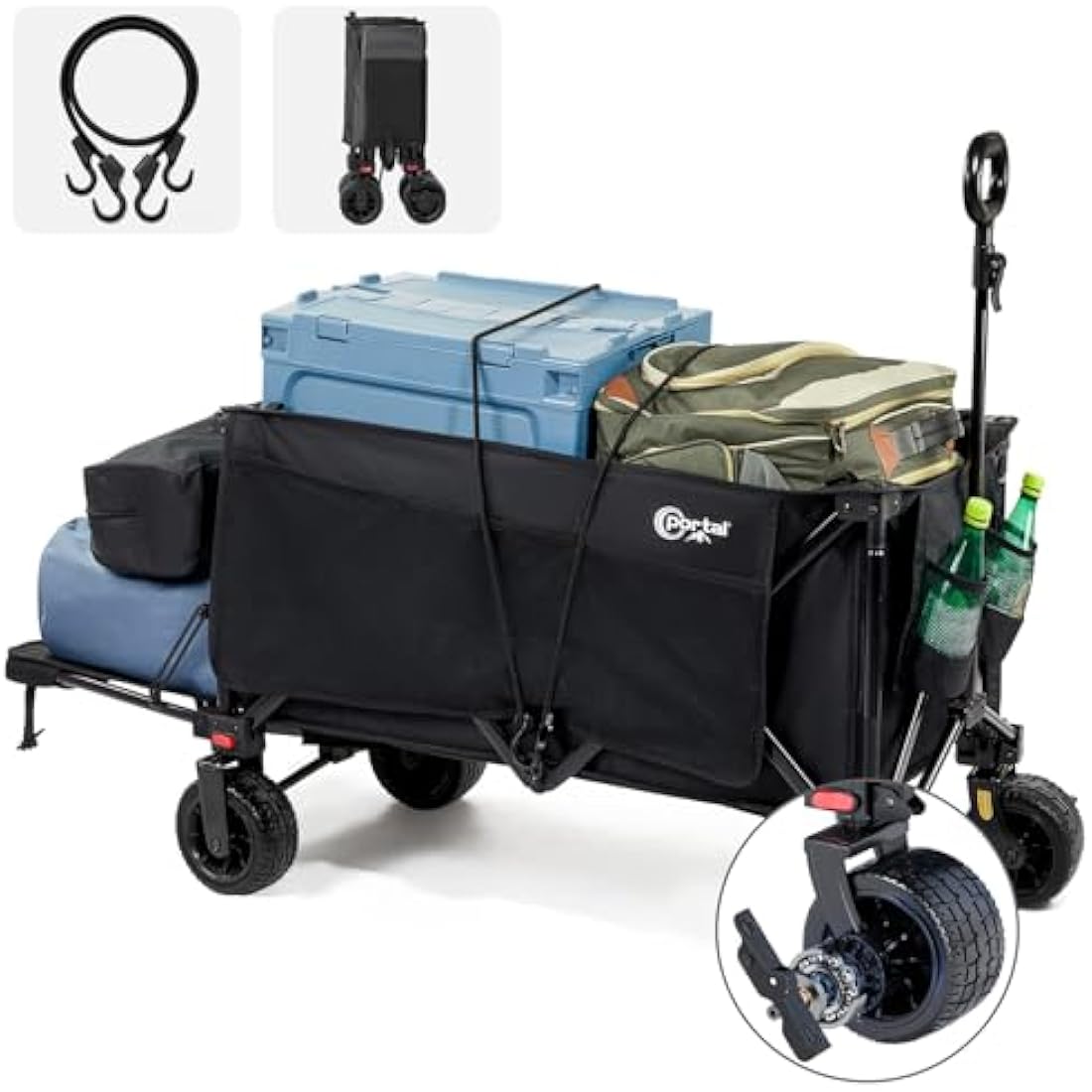 Portal 300L Heavy Duty Beach Trolley | Folding Camping Cart with Brakes