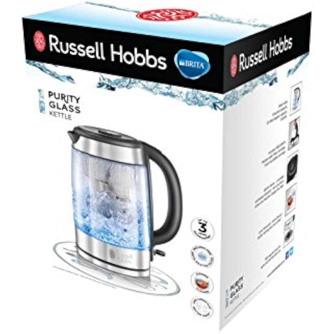 Russell Hobbs Brita Purity Glass Kettle | 1.5L Fast Boil Electric Kettle