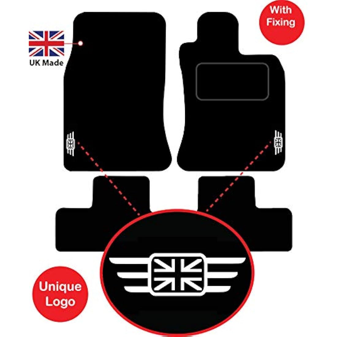 Lusso Tailored Carpet Car Mats for Mini Cooper R50 R53 2001-2006 - 4pc Set