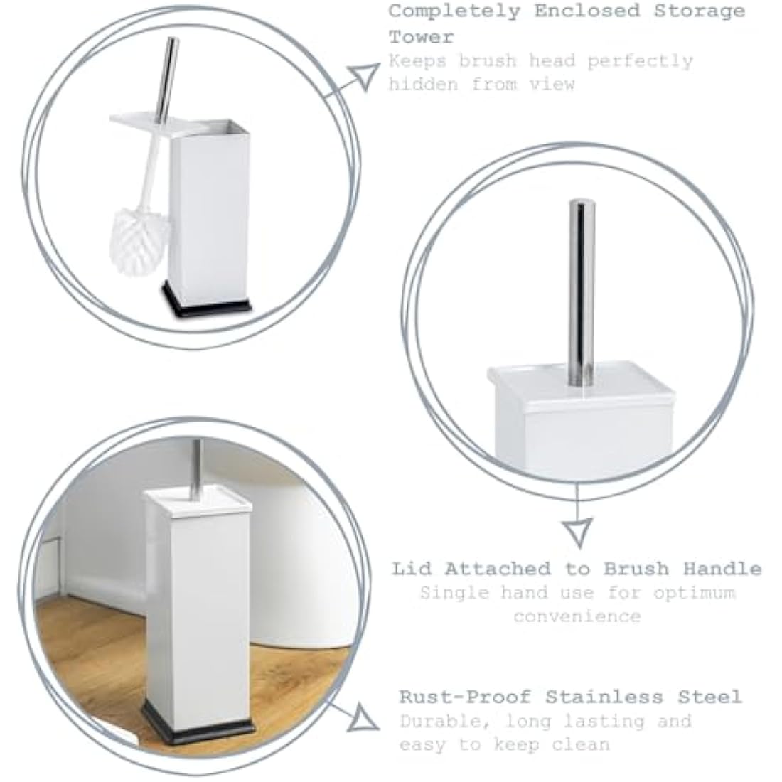 White Stainless Steel Bathroom Pedal Bin & Toilet Brush Set