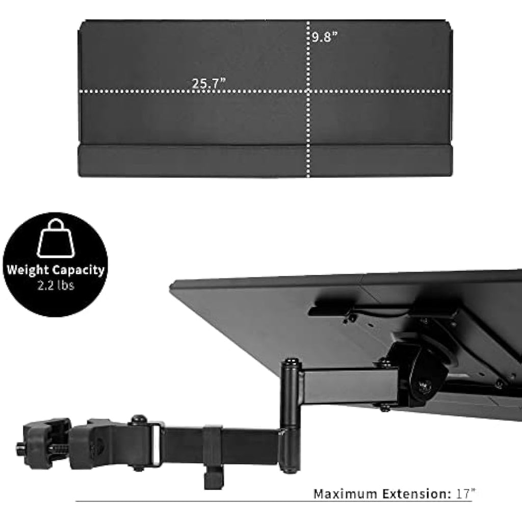 VIVO Universal Pole Mount Keyboard Tray | Full Motion Steel Arm, Black