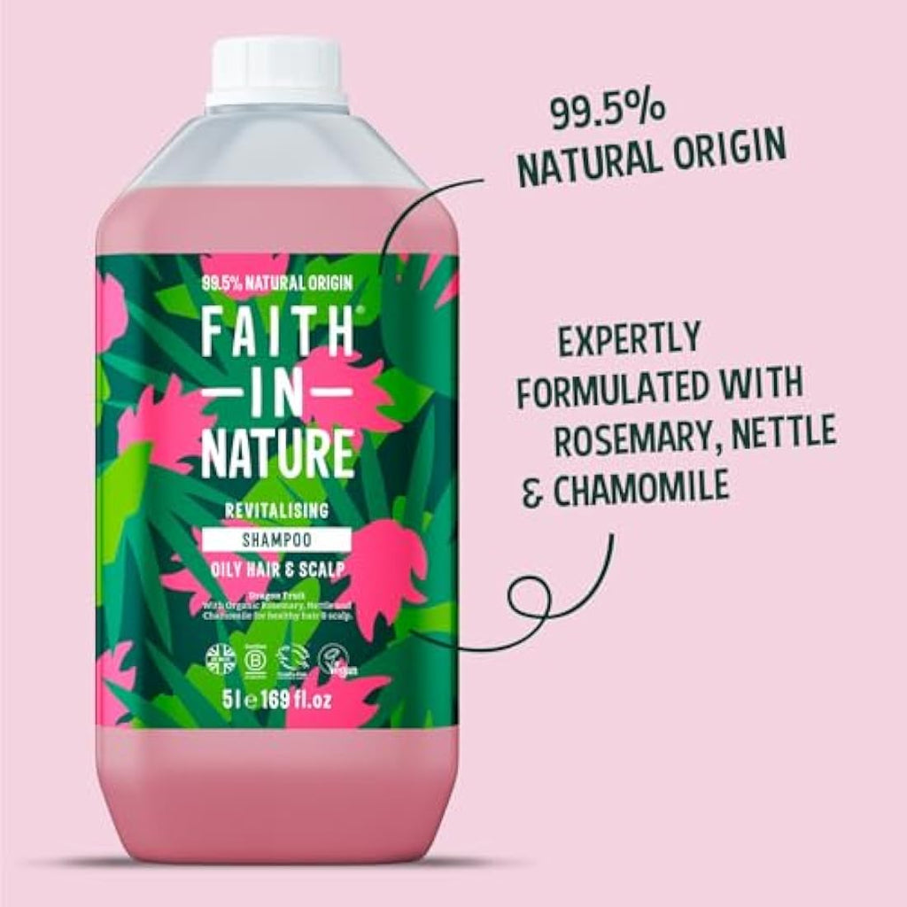 Faith In Nature Dragon Fruit Shampoo | Revitalising Oily Hair 5L Refill