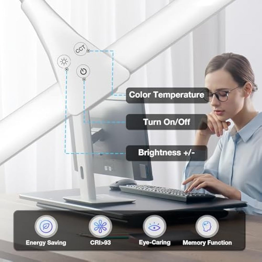 LED Desk Lamp – 80cm Double-Head Clamp Light with Gooseneck