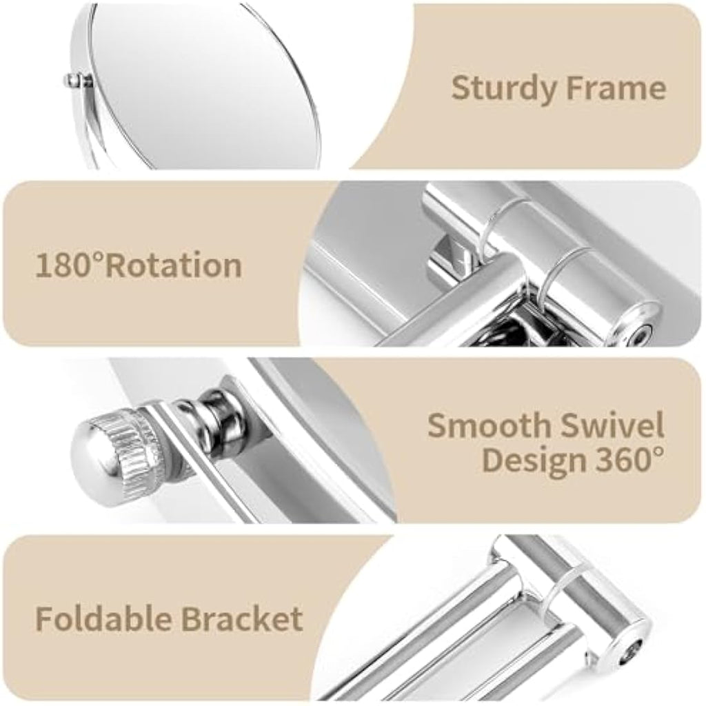 BTremary 9” Wall Mounted Makeup Mirror | 1X/7X Magnifying Chrome Vanity