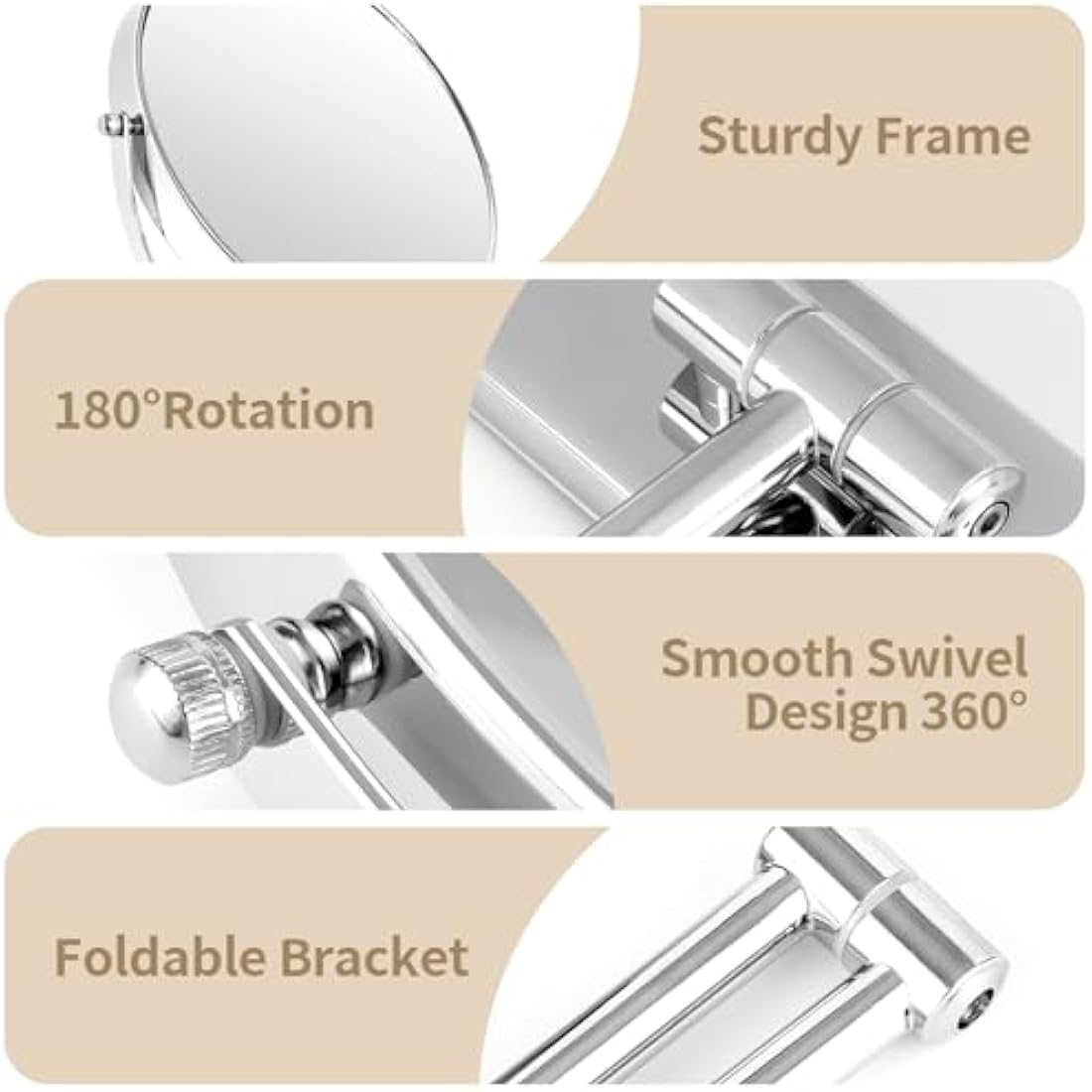 BTremary 9” Wall Mounted Makeup Mirror | 1X/7X Magnifying Chrome Vanity