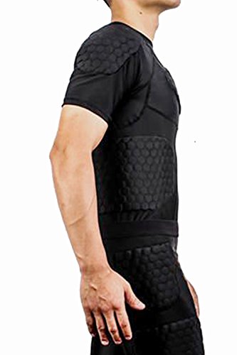 DGYAO Men's Padded Compression Shirt | Rugby Chest & Rib Protector