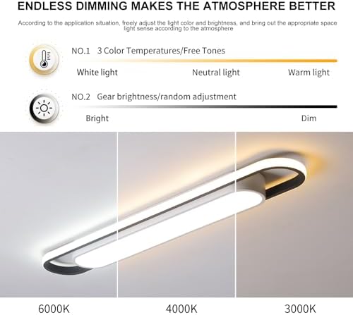 Naroume Modern Linear LED Ceiling Light | Dimmable Smart Flush Mount 92cm