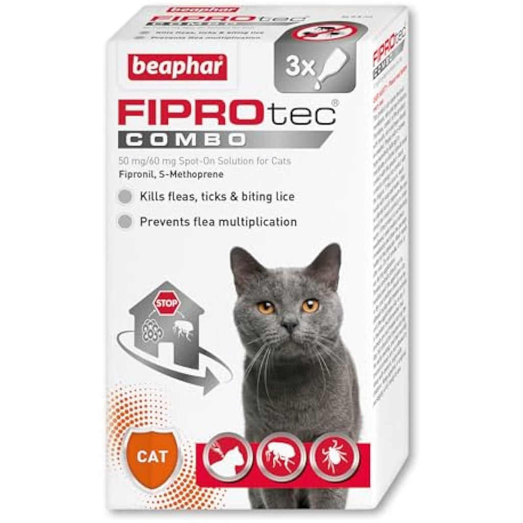 Beaphar FIPROtec COMBO Cat Flea & Tick Treatment - 3 Pipettes