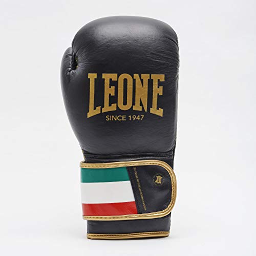 Leone 1947 Boxing Gloves – Unisex Black 10oz Polyurethane GN039