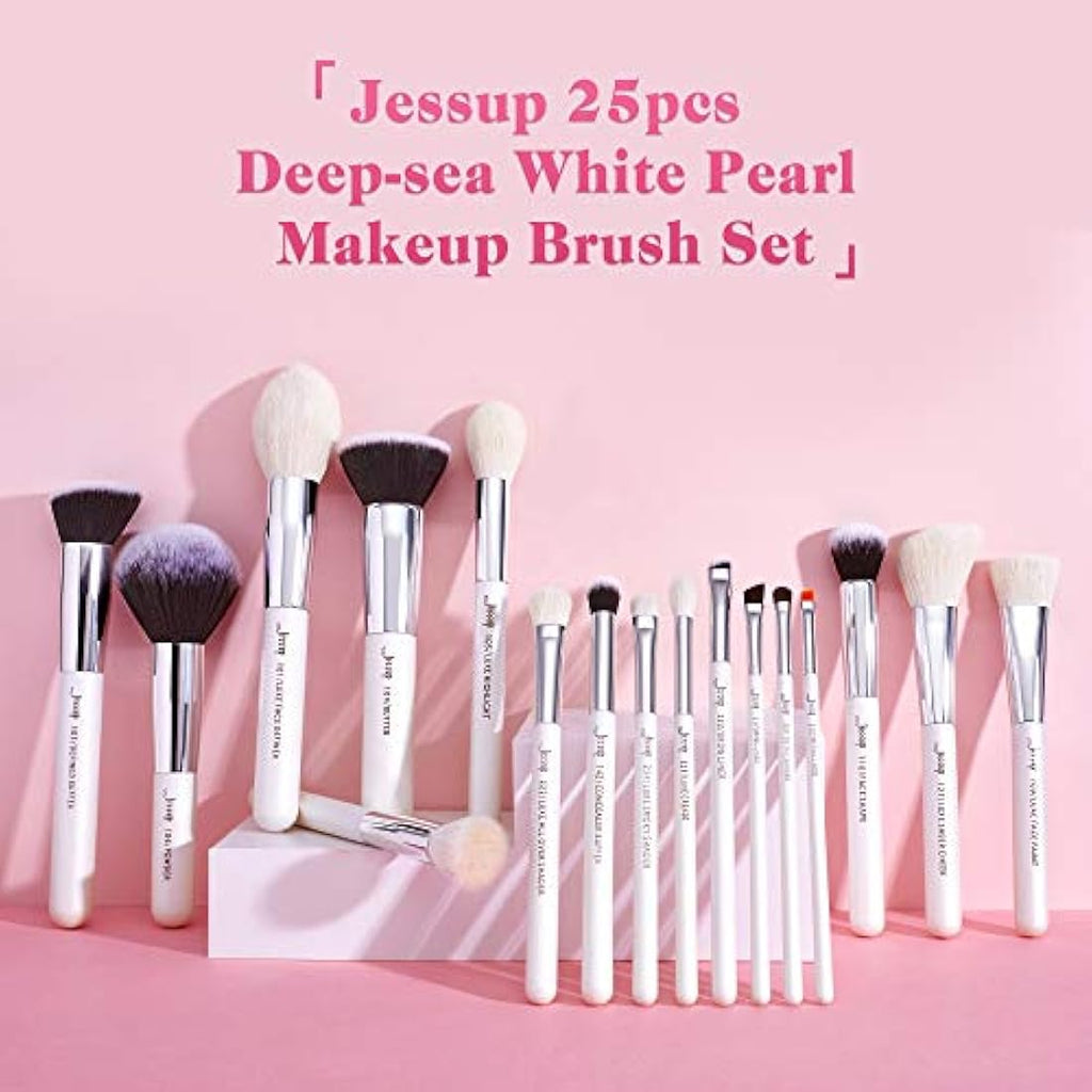 Jessup 25pcs Professional Makeup Brush Set | Natural-Synthetic Hair