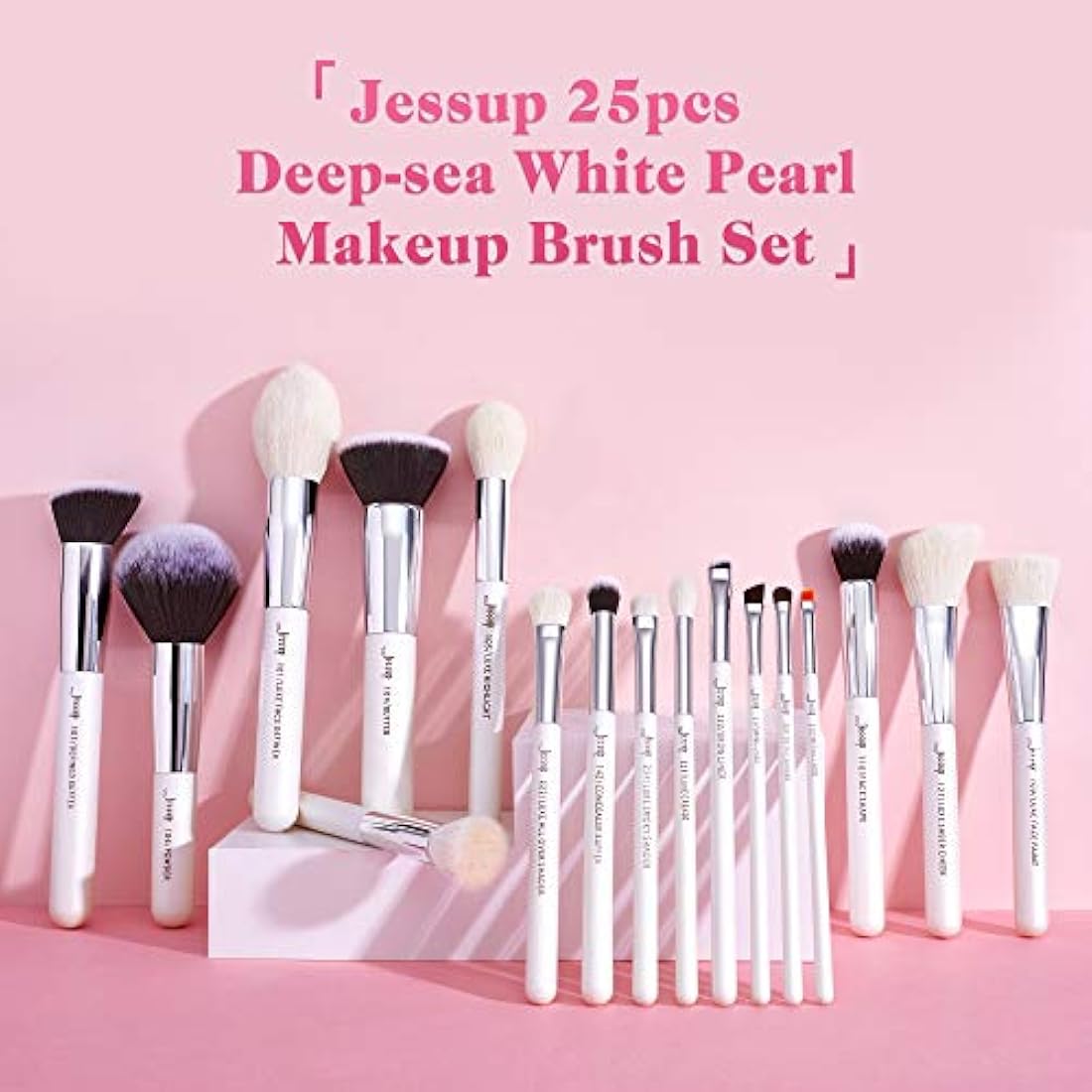 Jessup 25pcs Professional Makeup Brush Set | Natural-Synthetic Hair
