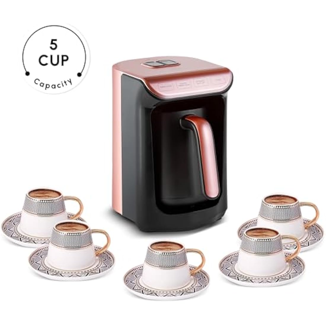 Karaca Hatır Köz Turkish Coffee Machine | 5-Cup Automatic Maker, Roseberry