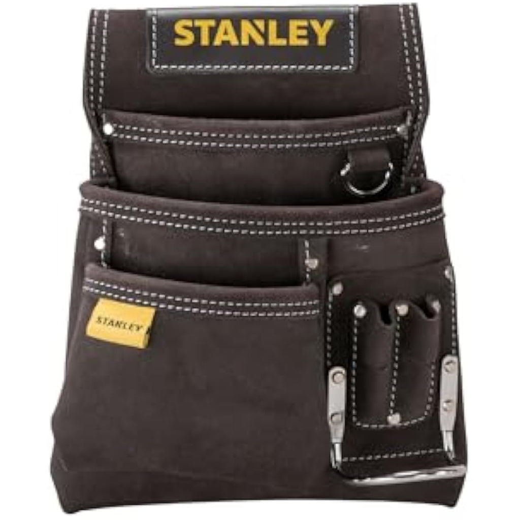 Stanley Leather Tool Pouch – Double Pocket Organizer with Hammer Loop