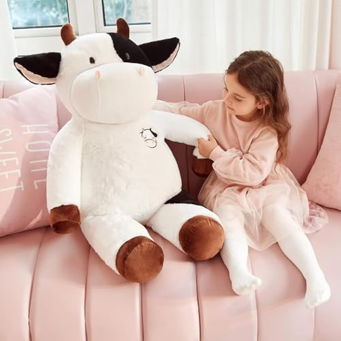 IKASA Giant Cow Stuffed Animal | Jumbo Soft Plush Toy, White, 78cm