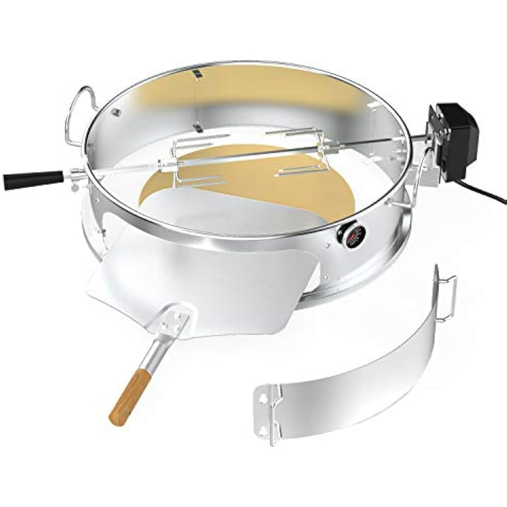 Onlyfire 57CM Kettle Grill Pizza Ring Kit with Rotisserie & Stone
