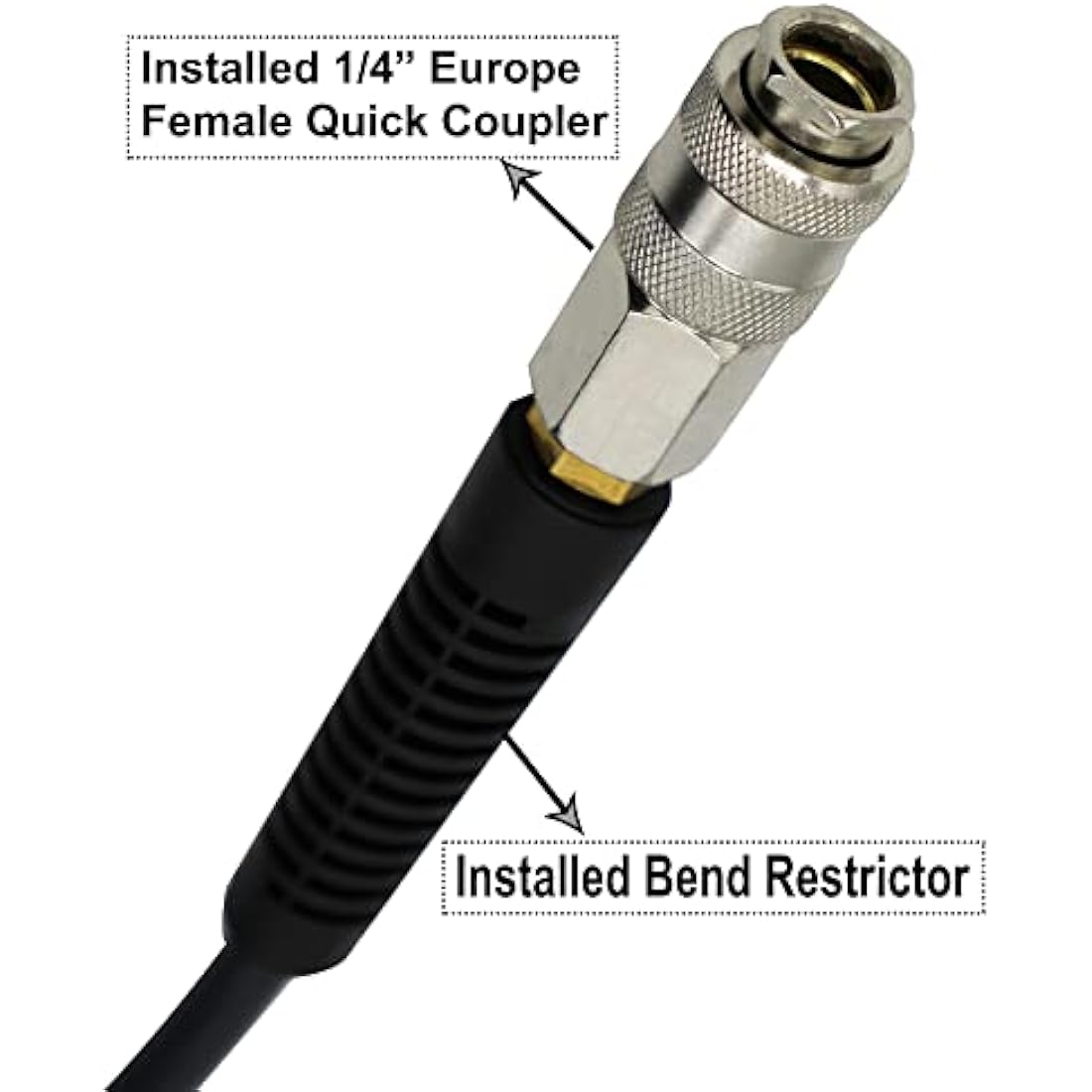 YOTOO Polyurethane Recoil Air Compressor Hose | 15m Gray with 1/4" Coupler