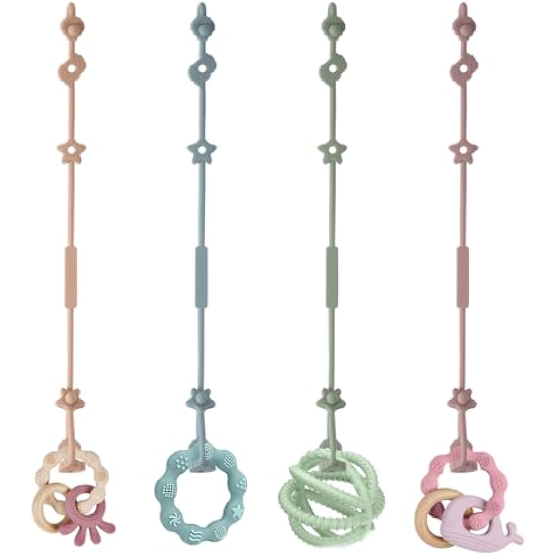 Vicloon 4Pcs Silicone Toy Safety Straps | Food Grade Pacifier Clips