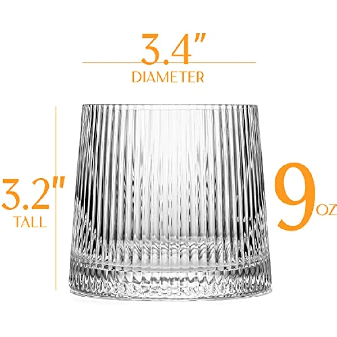 Art Deco Crystal Gin Tumbler Glasses - Set of 4 Short Lowball