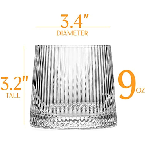 Art Deco Crystal Gin Tumbler Glasses - Set of 4 Short Lowball