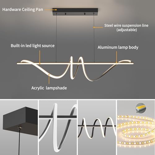 Mikeru Modern LED Spiral Pendant Light | Dimmable 100cm Island Light