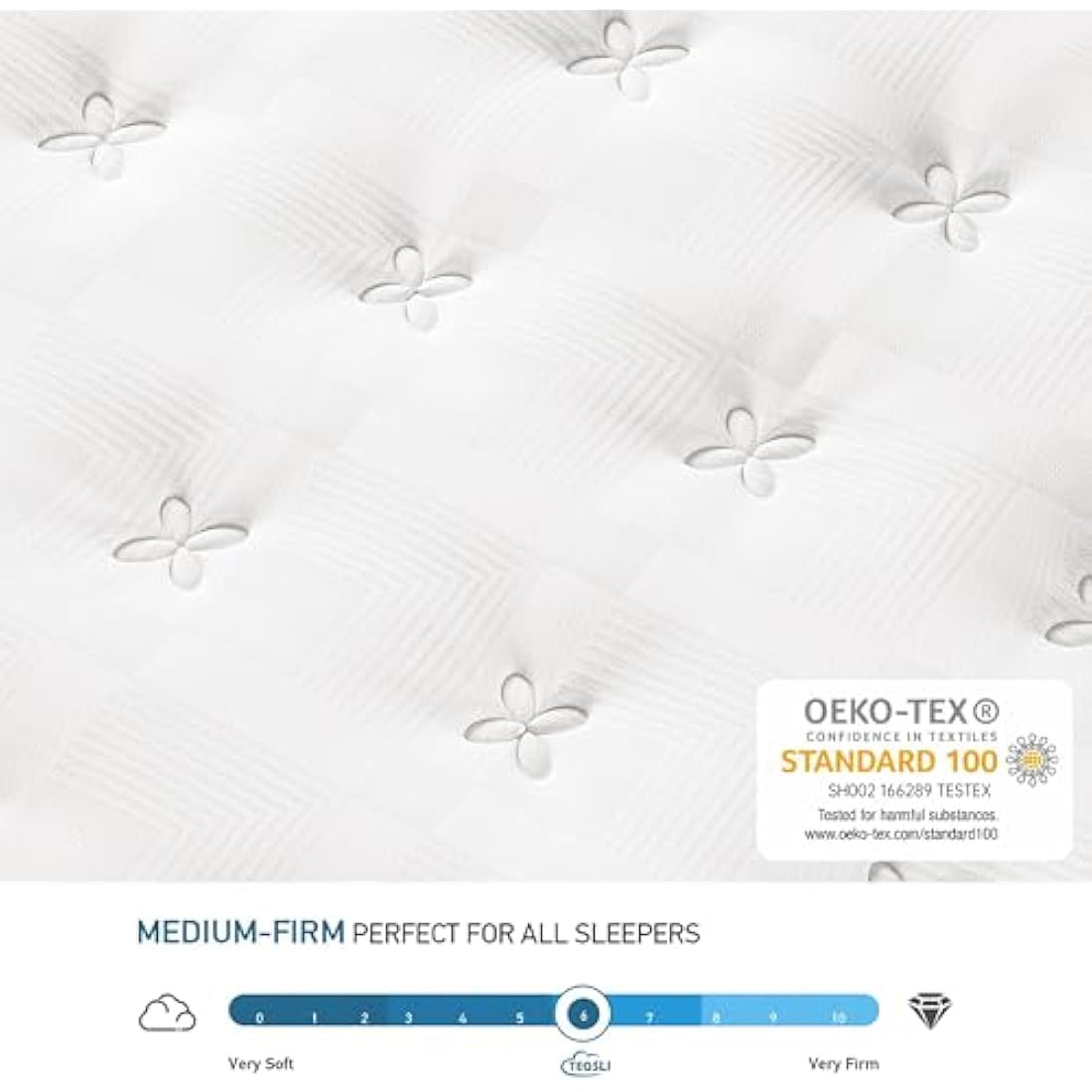 TeQsli 3FT Single Hybrid Mattress - 10 Inch Gel Memory Foam Pocket Spring