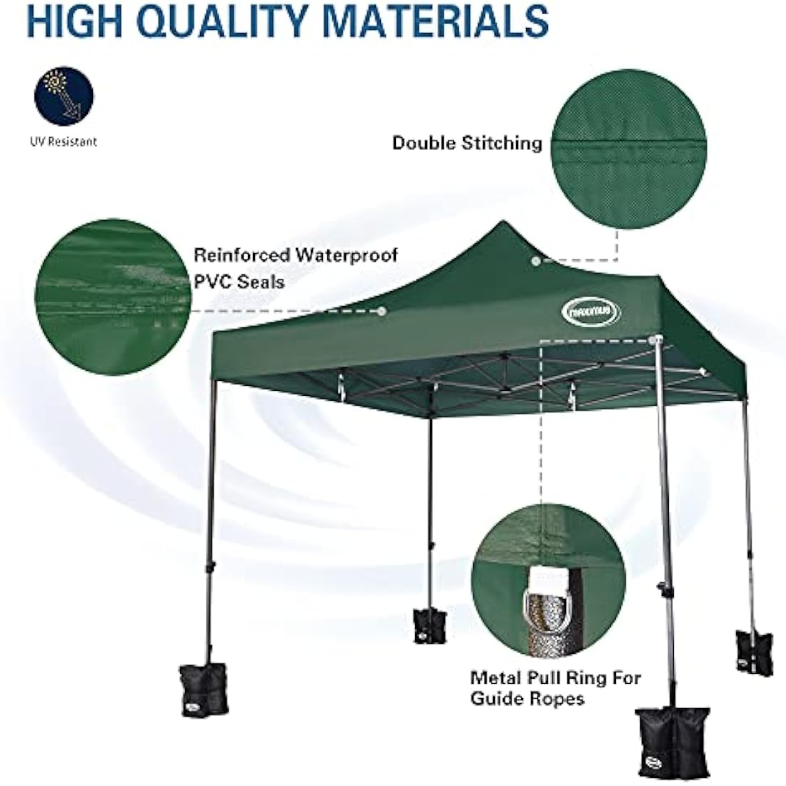 MAXIMUS 3m x 3m Heavy Duty Commercial Pop Up Gazebo with 4 Sides - Green