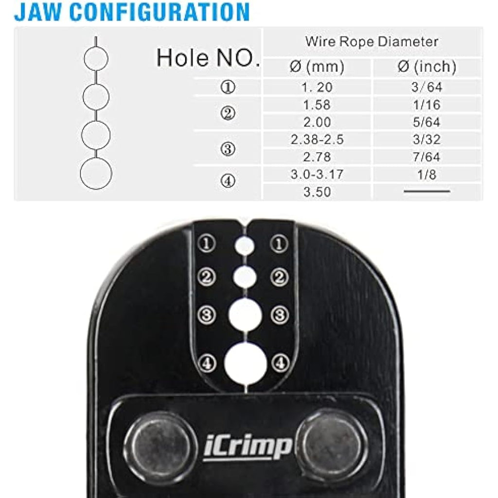 iCrimp Heavy Duty Wire Rope Swager Tool for 1.2mm to 3.5mm Sleeves