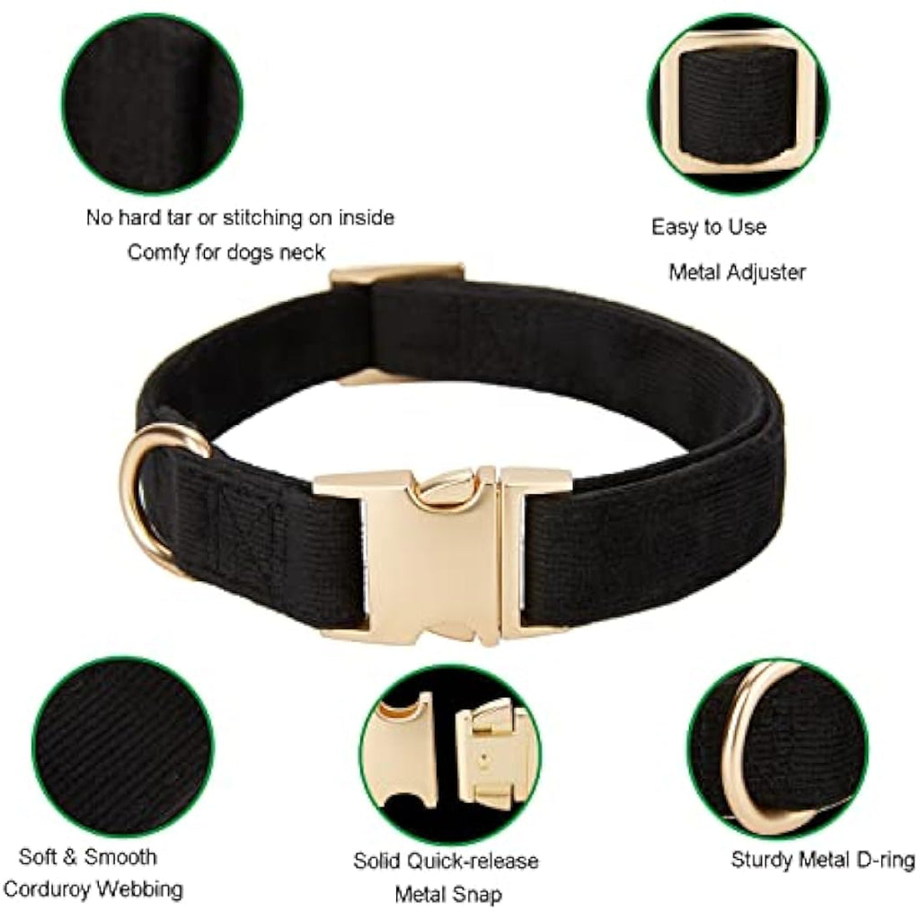 YUDOTE Organic Cotton Corduroy Dog Collar for Large Dogs, Sensitive Skin