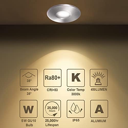 Sweier IP65 Waterproof LED Recessed Spotlight - 5W GU10 3000K (4 Pack)