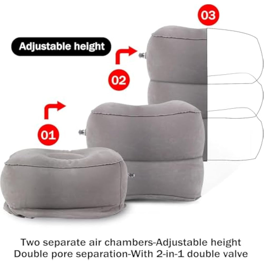 DAWNTREES Inflatable Travel Footrest 2 Pack | Adjustable Height PVC Pillow