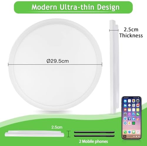 LQIKARL 2-Pack Dimmable LED Ceiling Light | 24W Ultra-Thin Flush Mount