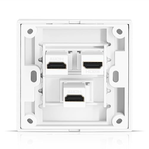 HDMI Wall Plate - 3 Port White Faceplate 4K 60Hz HDR
