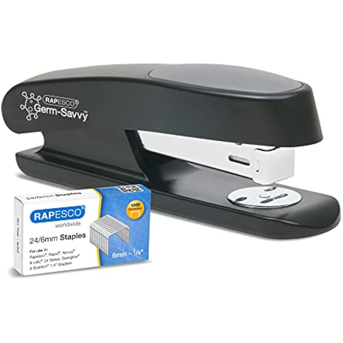 Rapesco ECO Sting Ray Stapler | Antibacterial 20 Sheet Capacity – Black