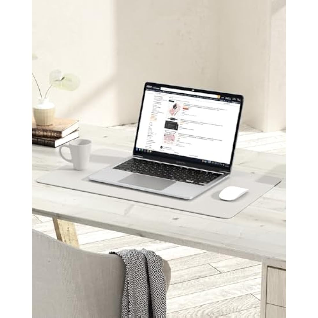 PVC Leather Desk Pad – Non-Slip Waterproof Mouse Mat, Gray