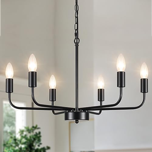 MRHYSWD 6-Light Black Vintage Chandelier | Adjustable Industrial Pendant