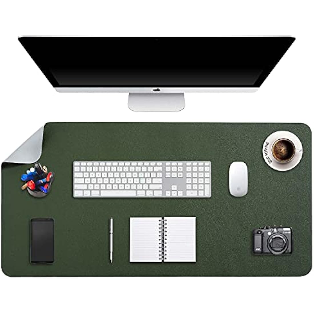 DOBAOJIA Large PU Leather Desk Pad | Waterproof Dual-Side Mat, 35.4" x 16.9"