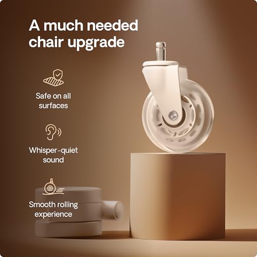 Jolof Store Office Chair Wheels – 11x22mm Rubber Castors, 250kg – Set of 5