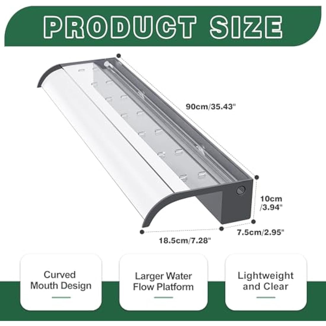 Jolof Store 90cm Acrylic Pond Waterfall Blade – Curved Pool Spillway