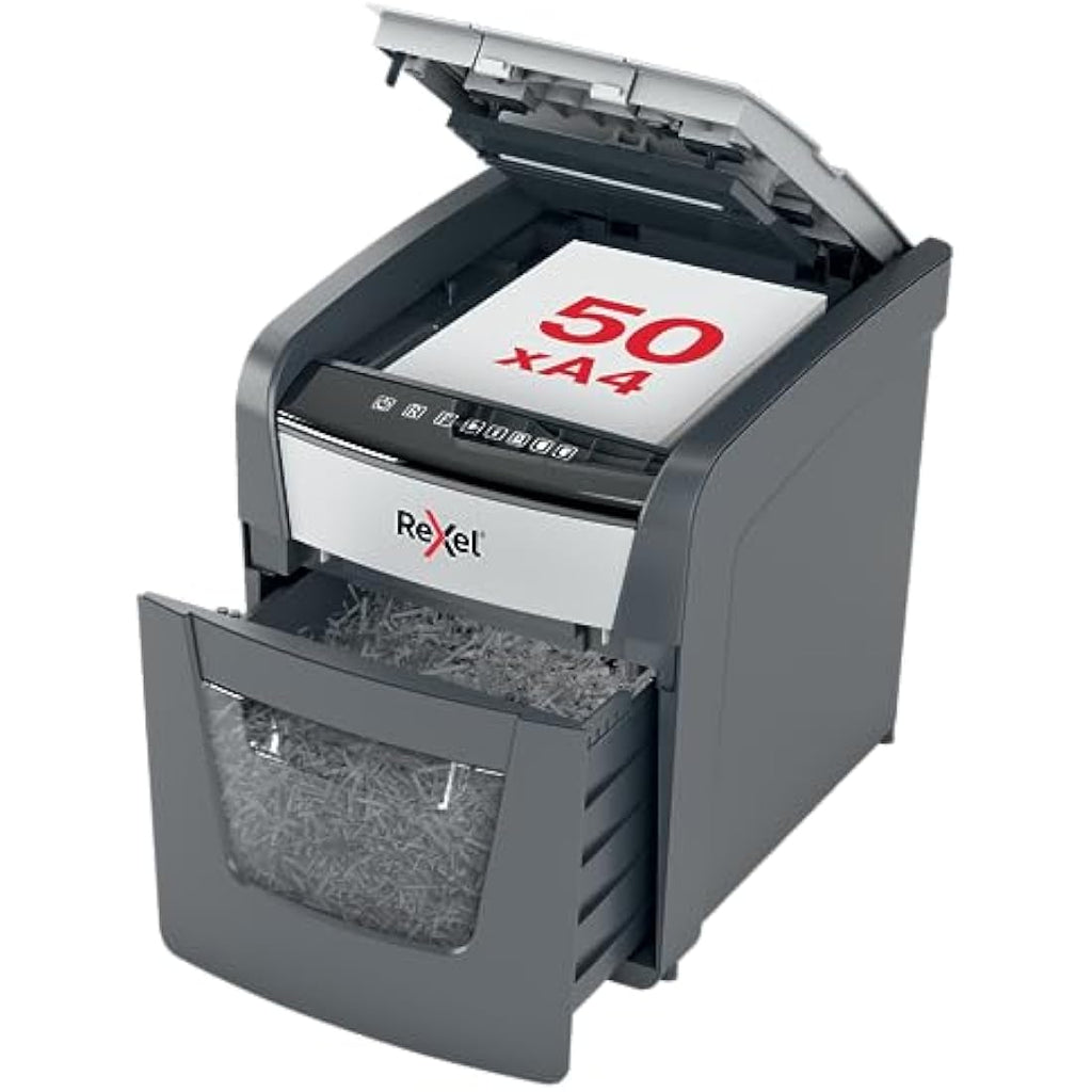 Rexel Optimum Auto Feed+ 50X Cross Cut Paper Shredder | 20L Bin