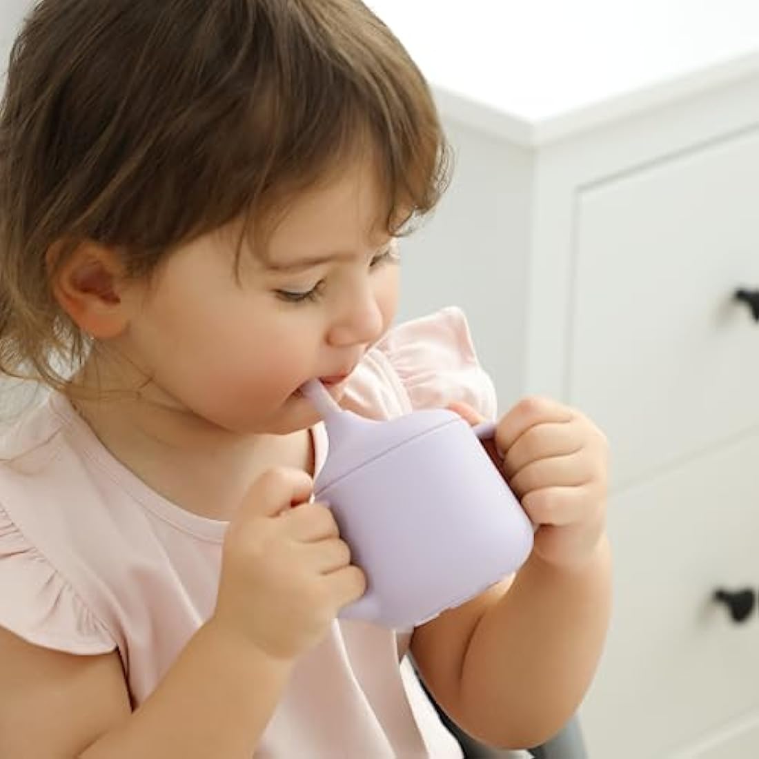 Moonkie Silicone Baby Sippy Cup | 3-Stage Transition Straw Cup, 4oz – Blush