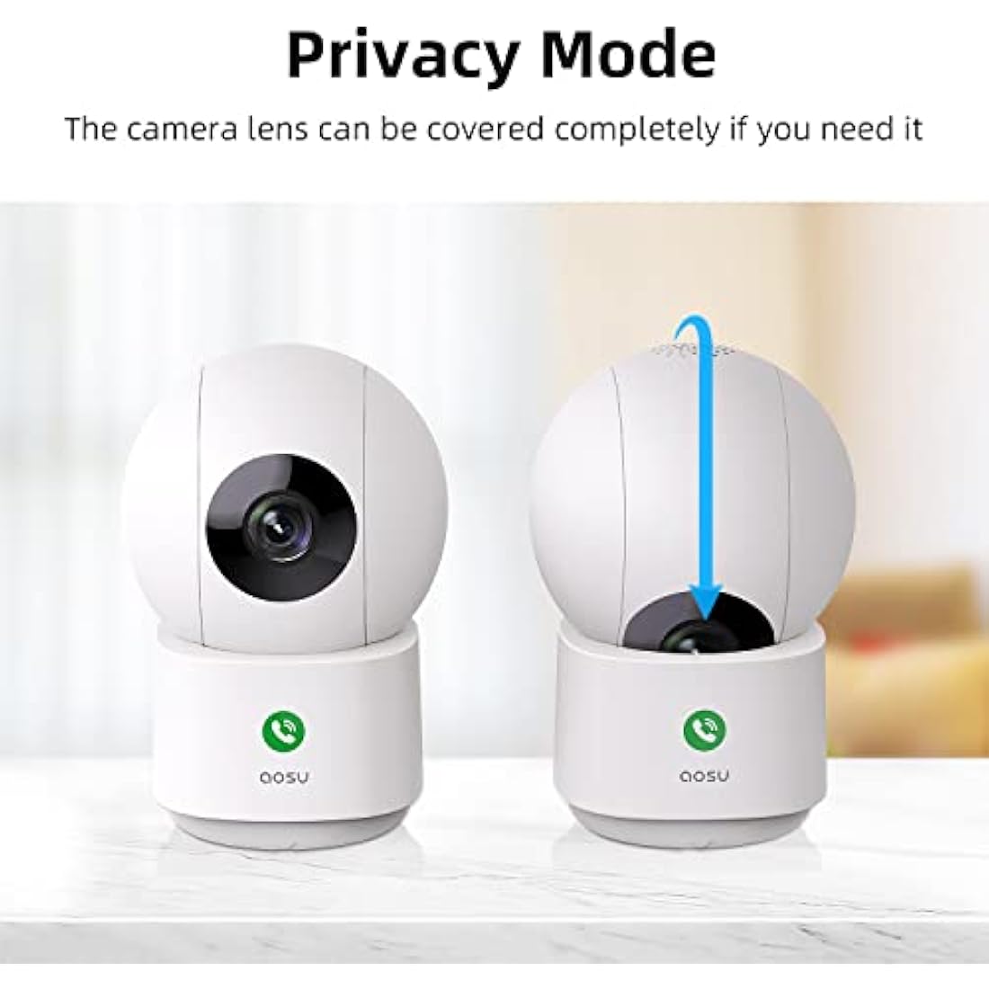 AOSU 2K Indoor Security Camera 2-Pack – 360° WiFi Nanny Cam & Baby Monitor