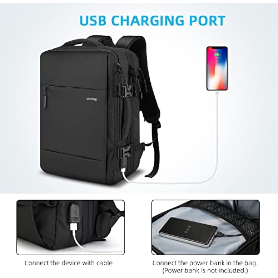 HOMIEE Expandable Cabin Bag | 38L Flight Approved Travel Laptop Backpack