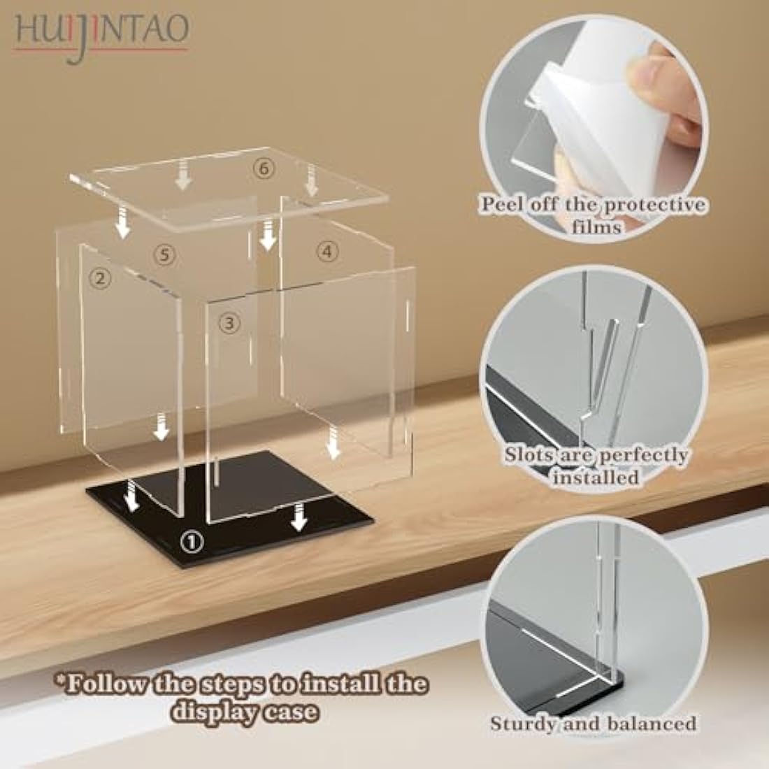 Jolof Store Clear Acrylic Display Case – Dustproof Collectible Box (10x10x10in)